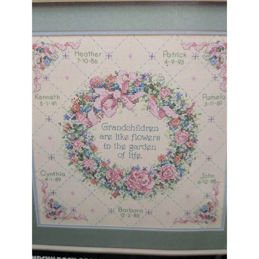 Dimensions Grandchildren Are Like Flowers Stamped Cross Stitch 3117 Vintage 1991